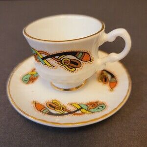 Celtic Royal Tara Fine Bone Ireland- Book Of Kells Mini Teacup With Saucer